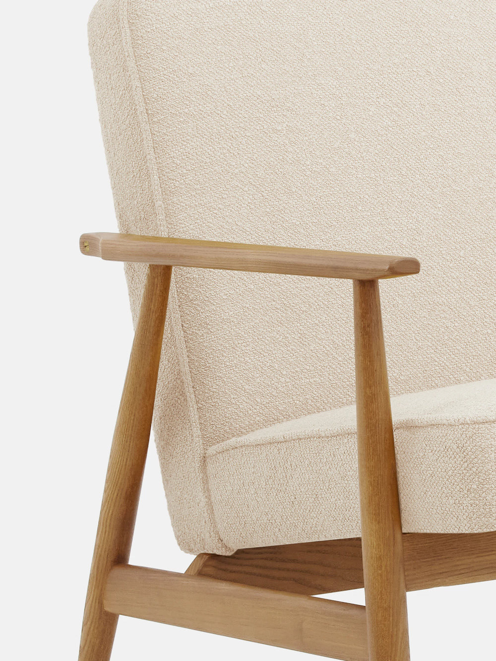 Fauteuil en bois de frêne et en tissu bouclette, Fox
