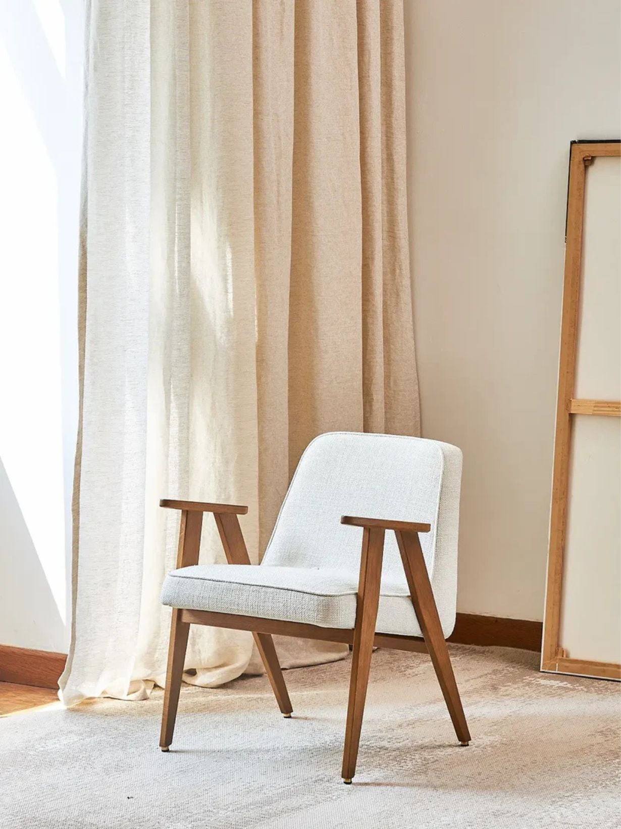 366 Armchair in solid oak and New Coco Fabric