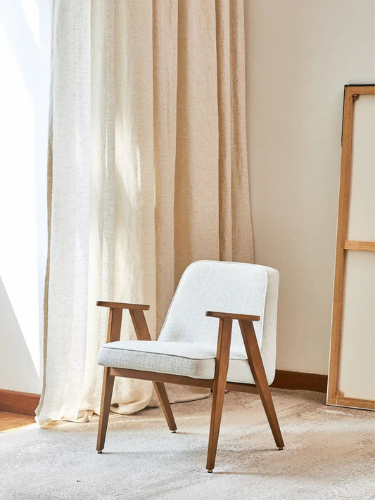 366 Armchair in solid oak and New Coco Fabric