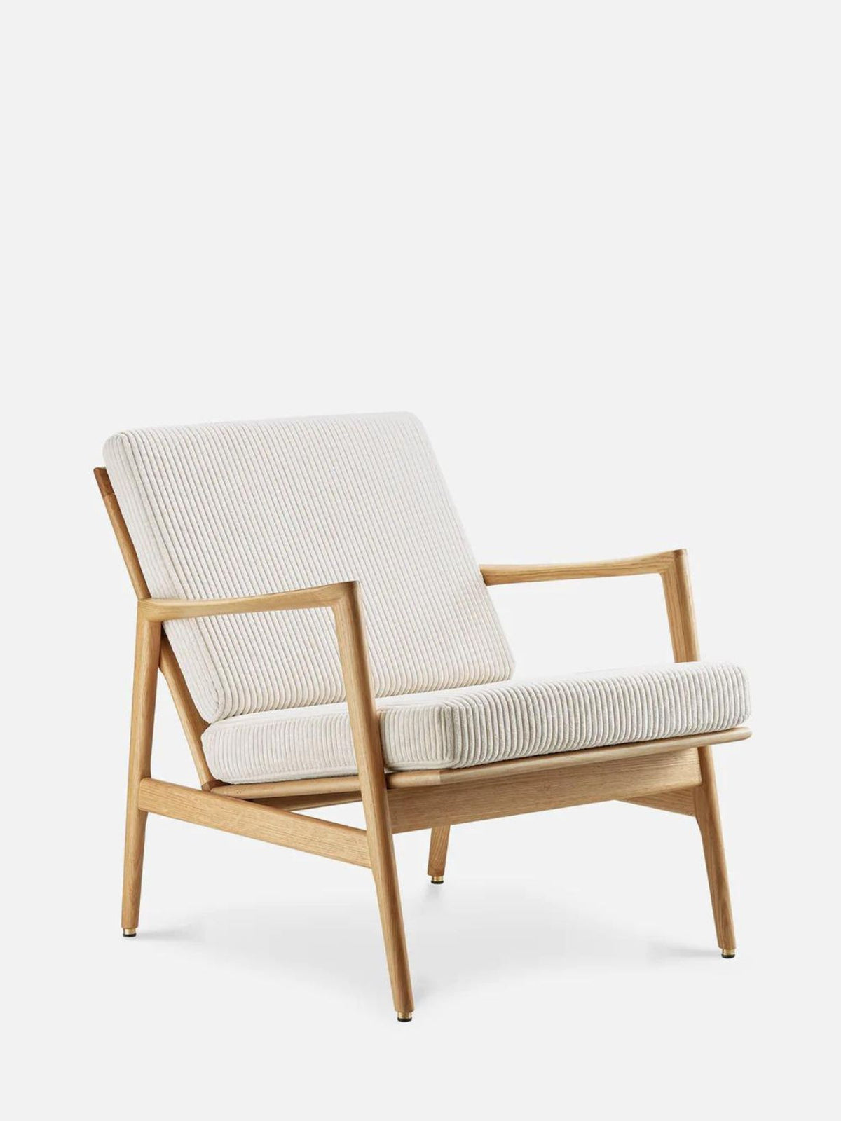 Fauteuil en bois de chêne massif et tissu corde crème, Stefan