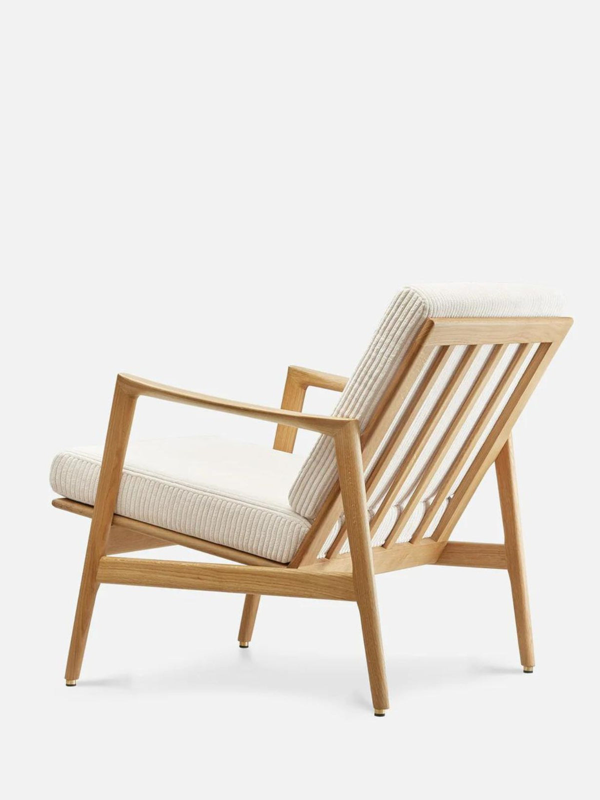Fauteuil en bois de chêne massif et tissu corde crème, Stefan