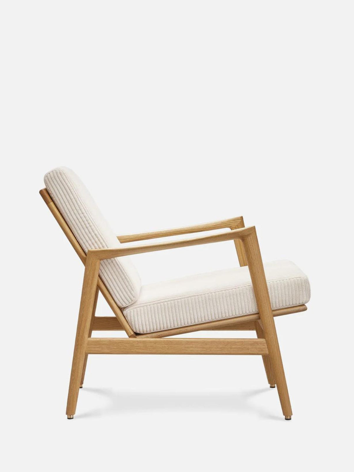 Fauteuil en bois de chêne massif et tissu corde crème, Stefan