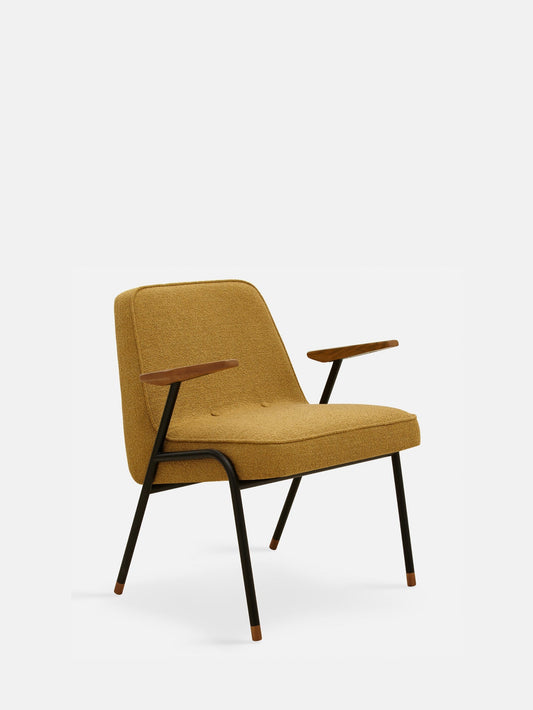 366 Metal Armchair in Boucle Mustard