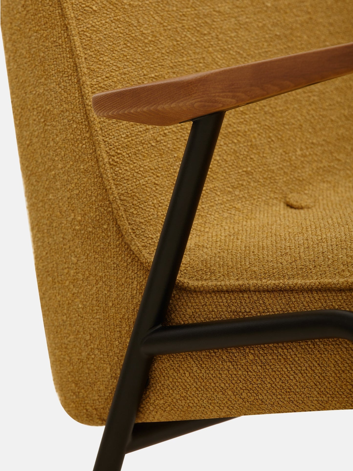 366 Metal Armchair in Boucle Mustard