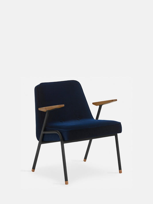 366 Metal Armchair in Velvet Indigo