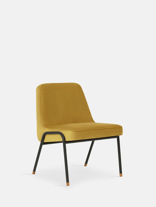 366 Metal Club Chair in Shine Velvet Mustard
