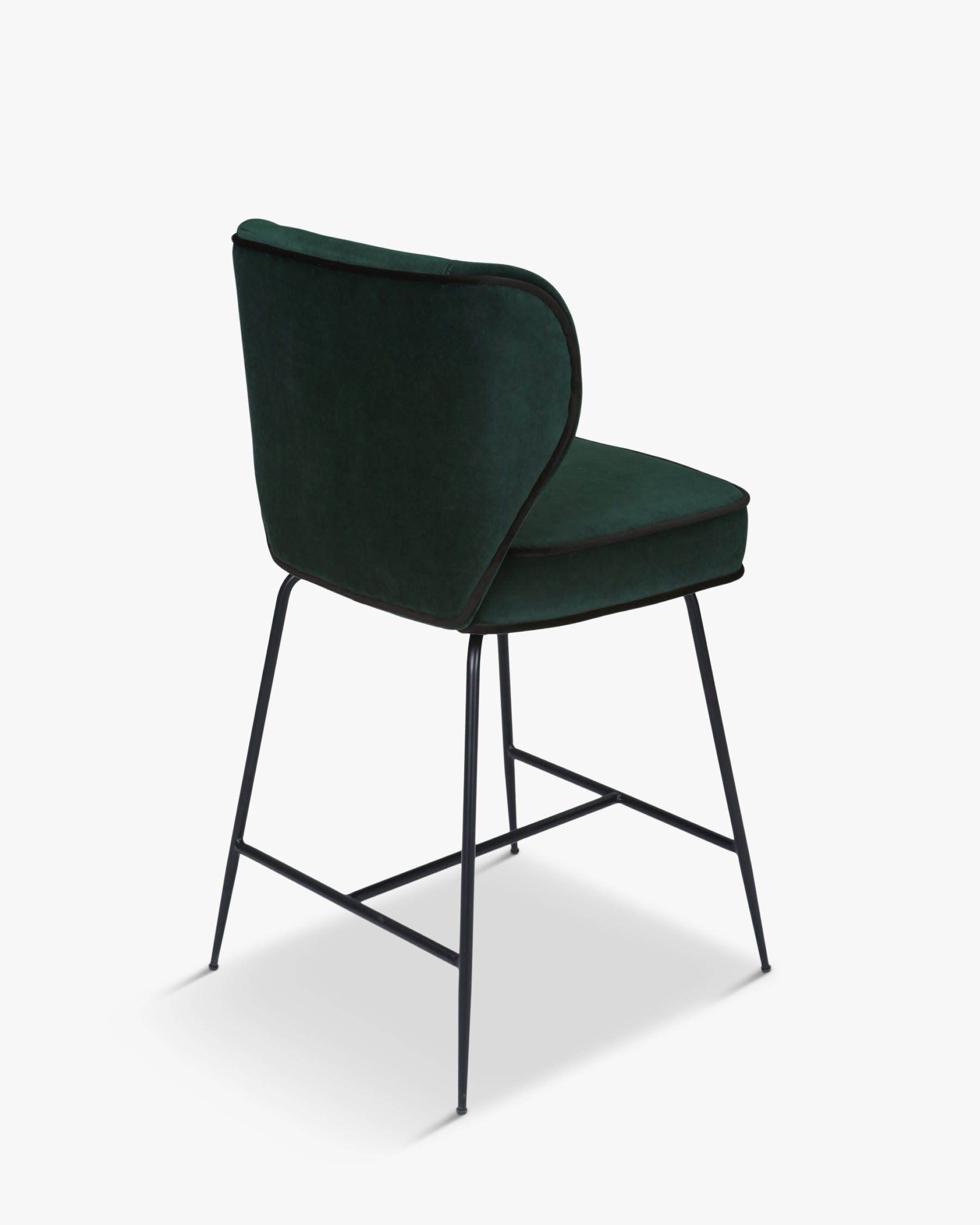 Tabouret de bar - Velours vert cèdre & métal noir - NV GALLERY - WAYNE