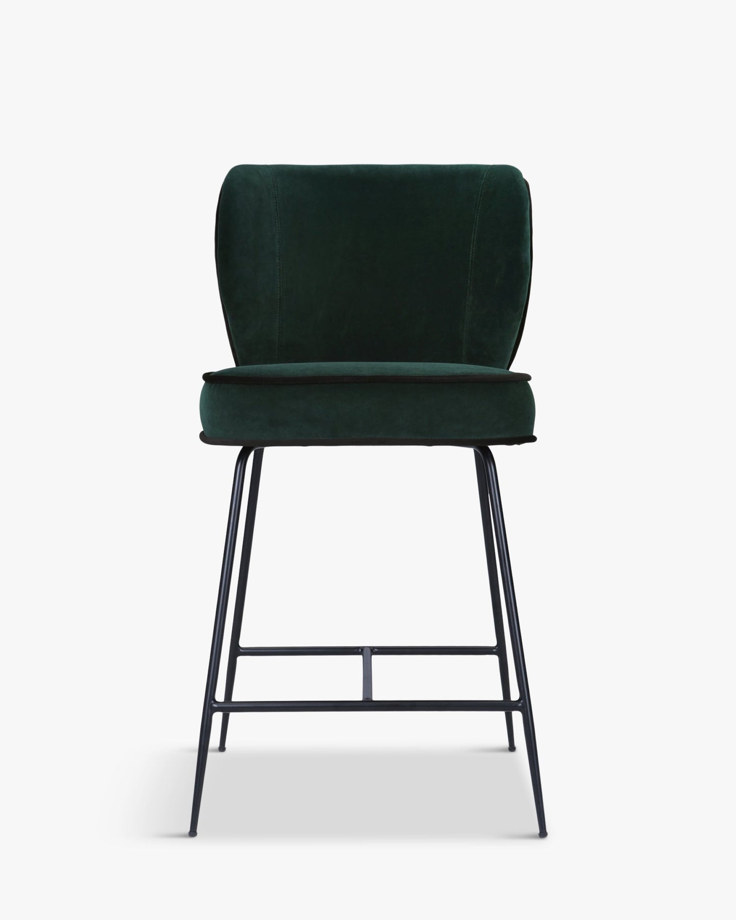 Tabouret de bar - Velours vert cèdre & métal noir - NV GALLERY - WAYNE