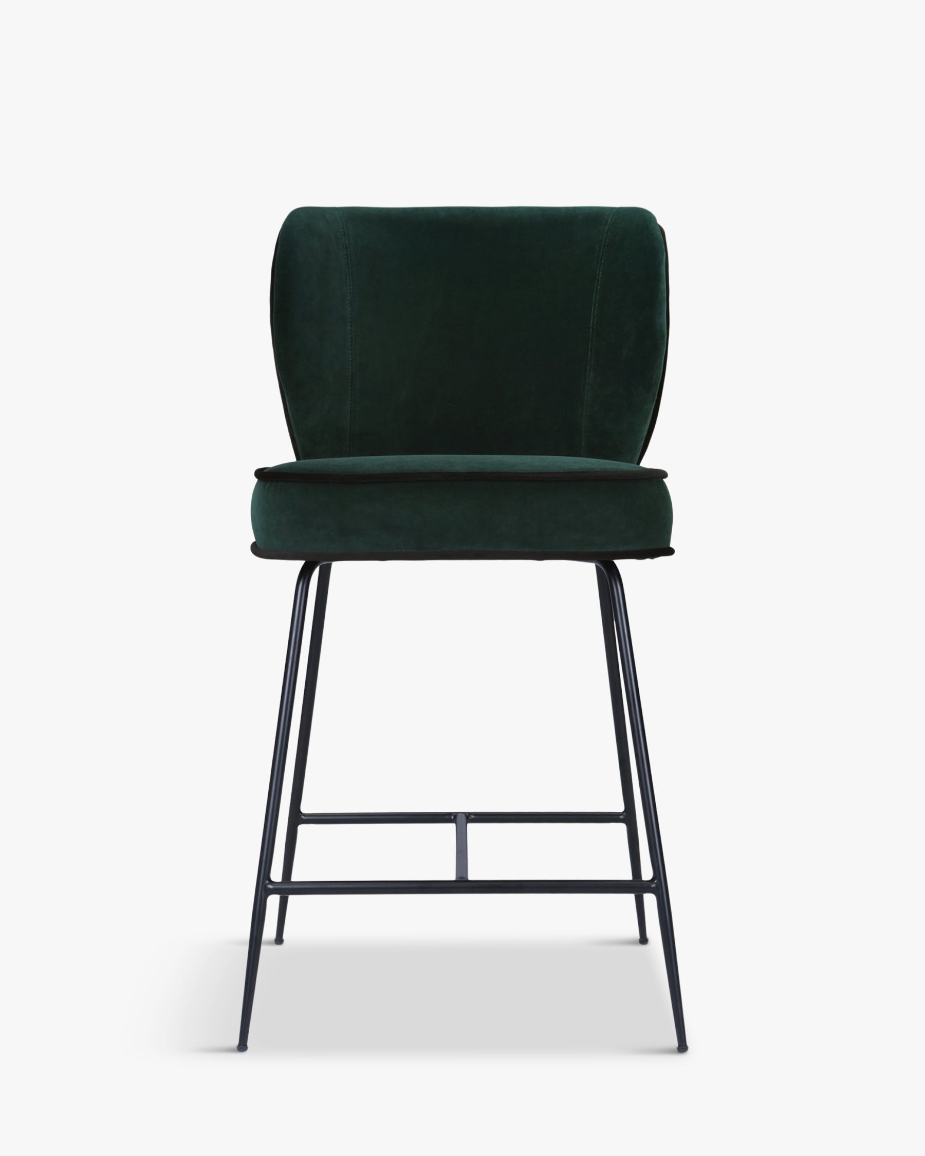 Tabouret de bar - Velours vert cèdre & métal noir - NV GALLERY - WAYNE