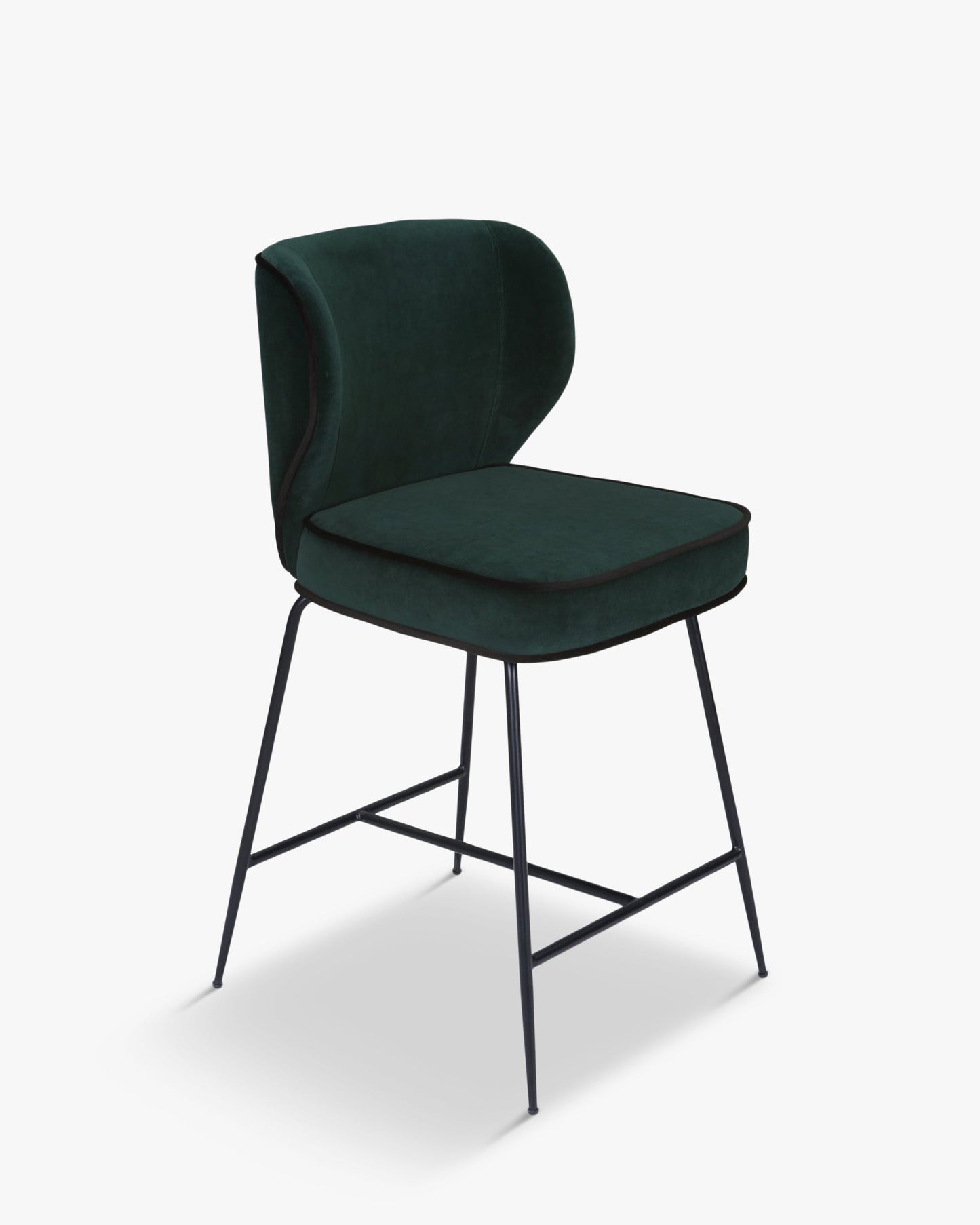 Tabouret de bar - Velours vert cèdre & métal noir - NV GALLERY - WAYNE