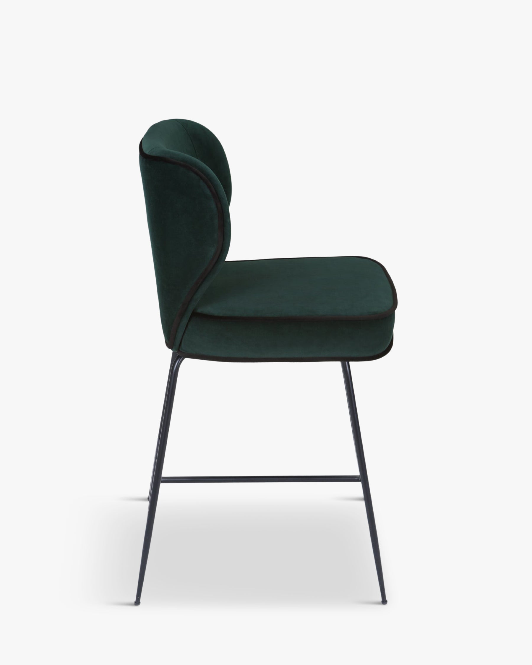 Tabouret de bar - Velours vert cèdre & métal noir - NV GALLERY - WAYNE
