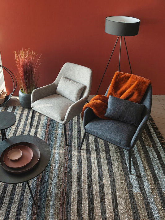 Fauteuil en métal et tissu gris, Hailey