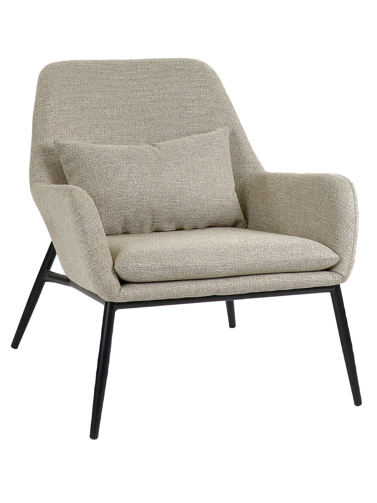 Fauteuil en métal et tissu gris, Hailey