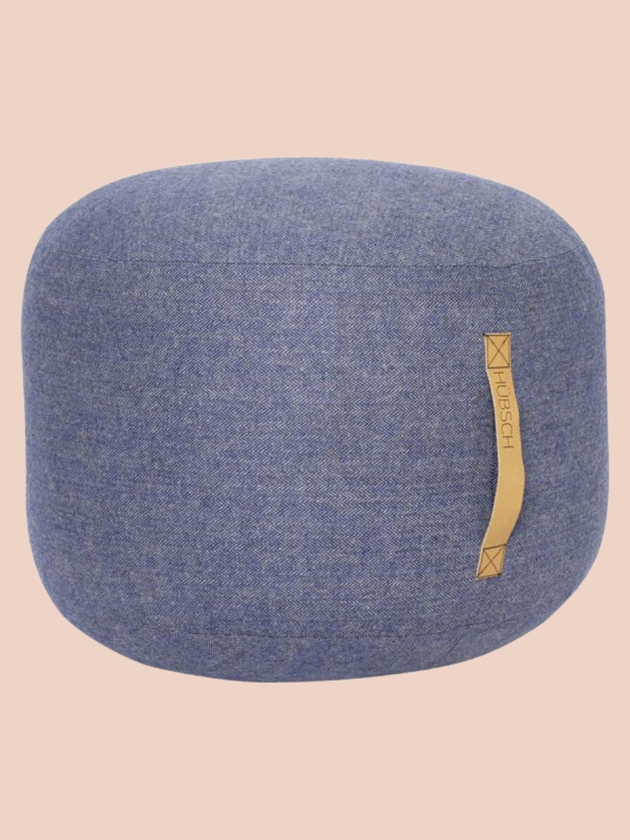 Pouf en laine avec une lanière en cuir Ø50cm, Mochi