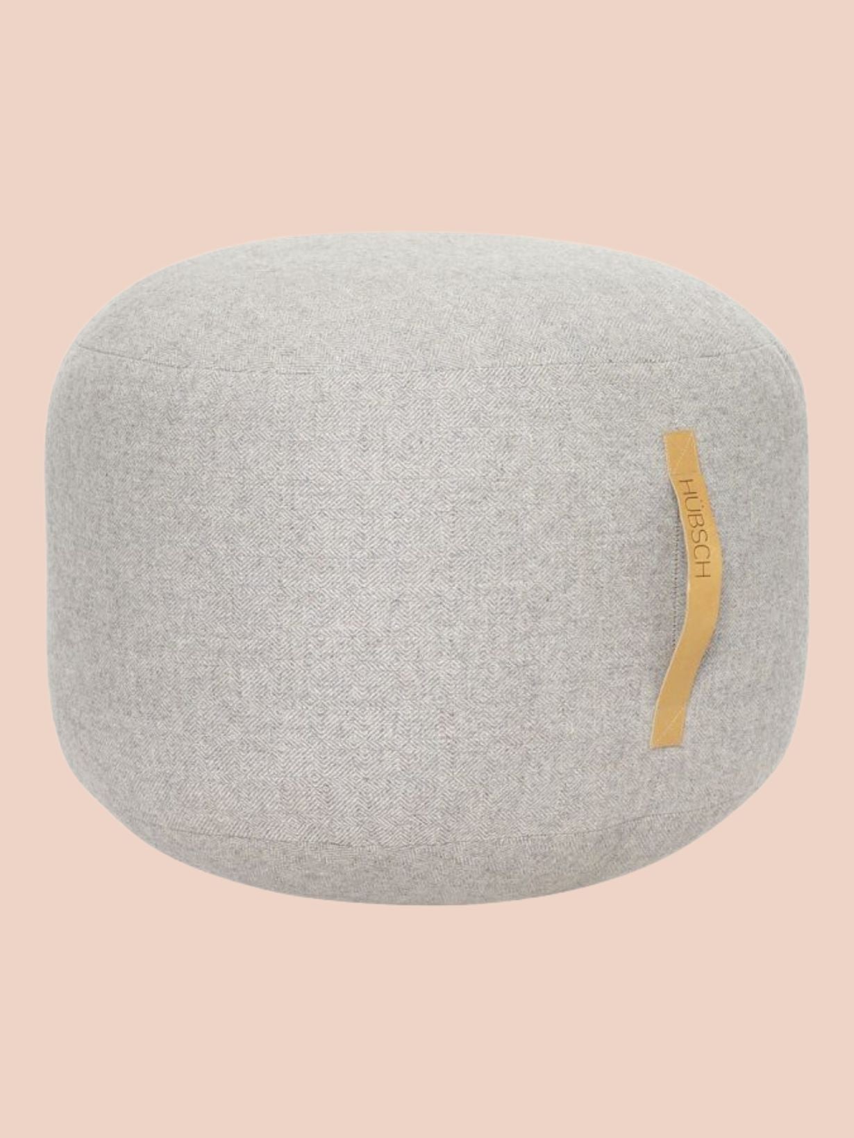 Pouf en laine avec une lanière en cuir Ø50cm, Mochi