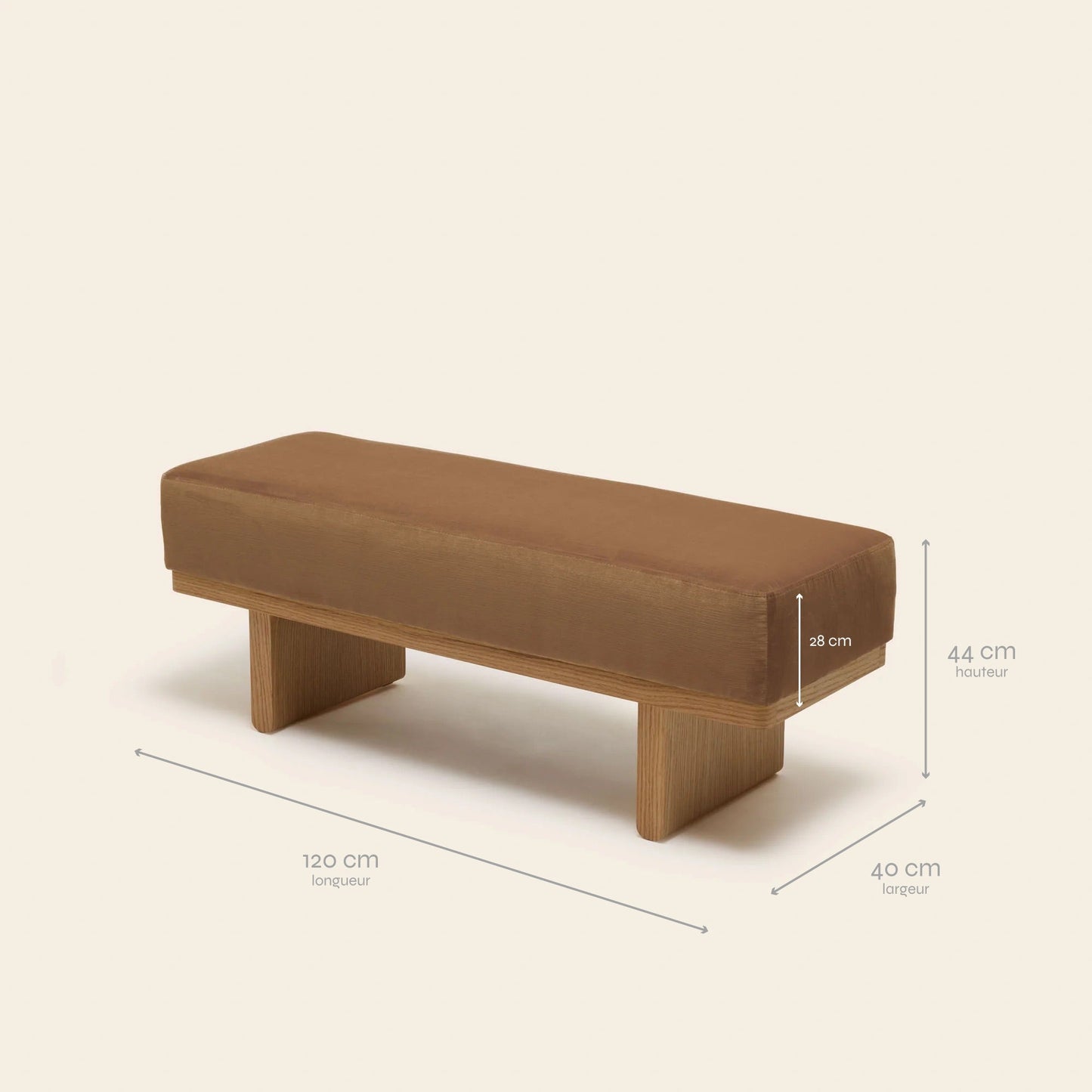 Banc ANCA dalila camel doré