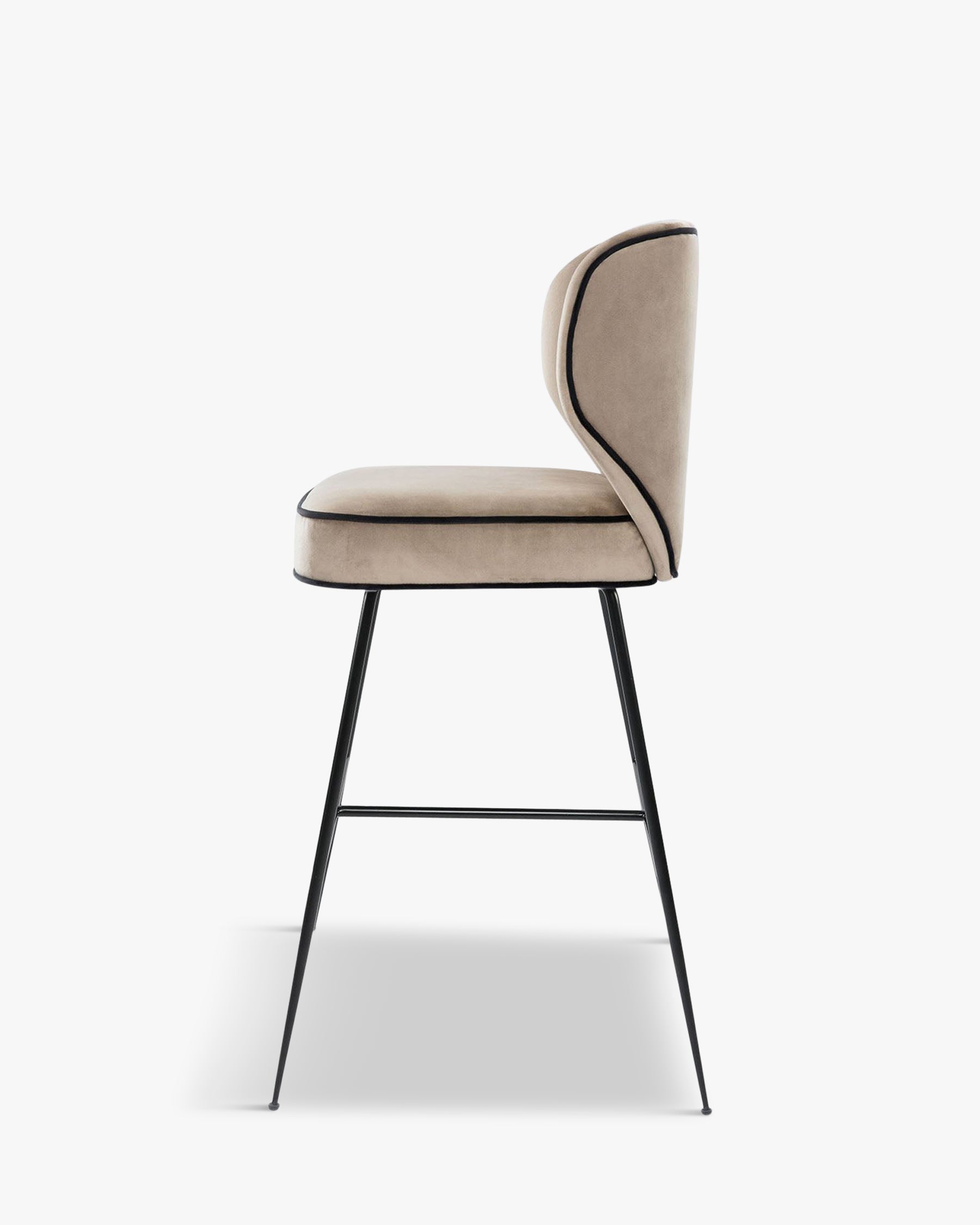Tabouret de bar - Velours vert cèdre & métal noir - NV GALLERY - WAYNE
