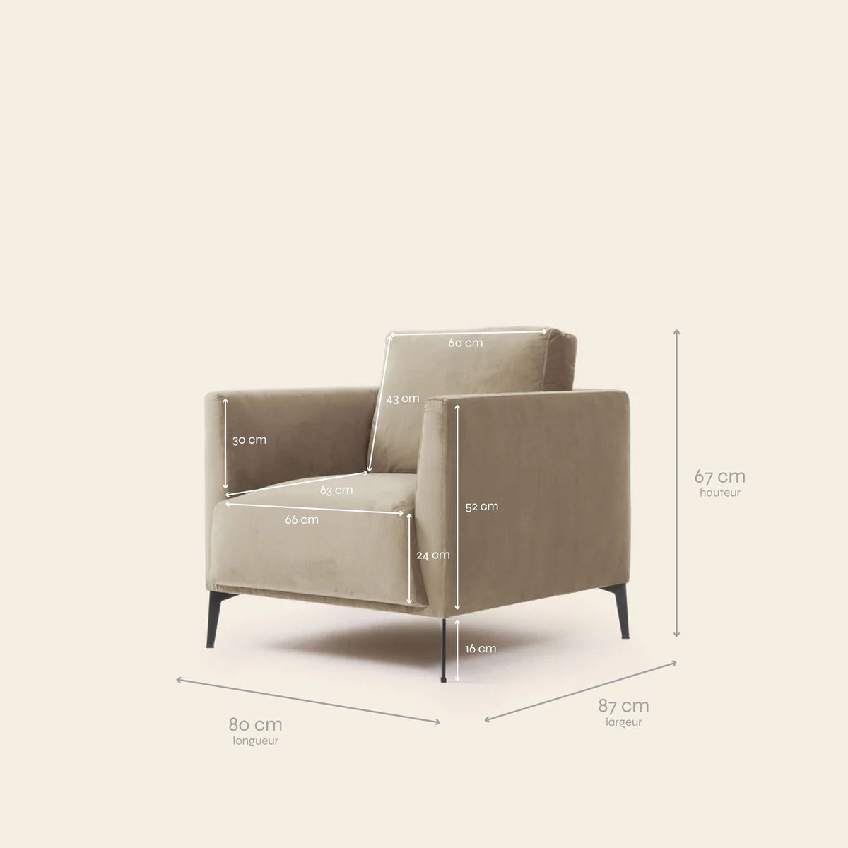Fauteuil ODELLE dalila beige chic
