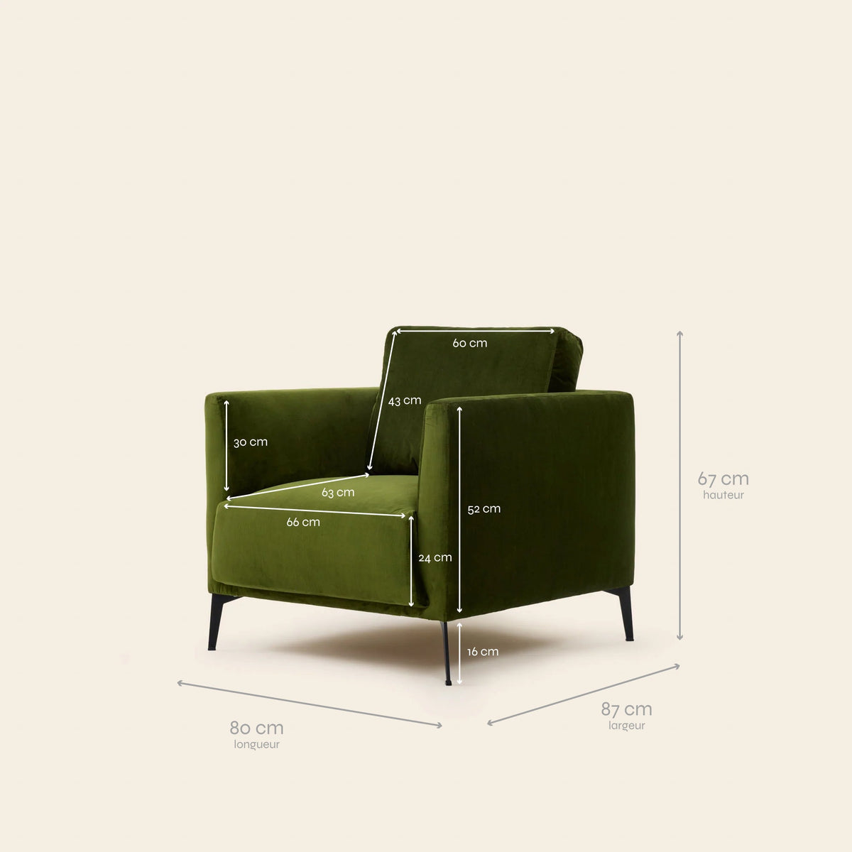 Fauteuil ODELLE dalila vert olive