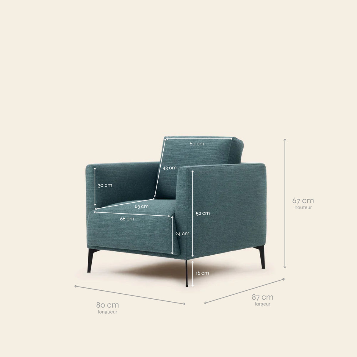 Fauteuil ODELLE senna vert de gris