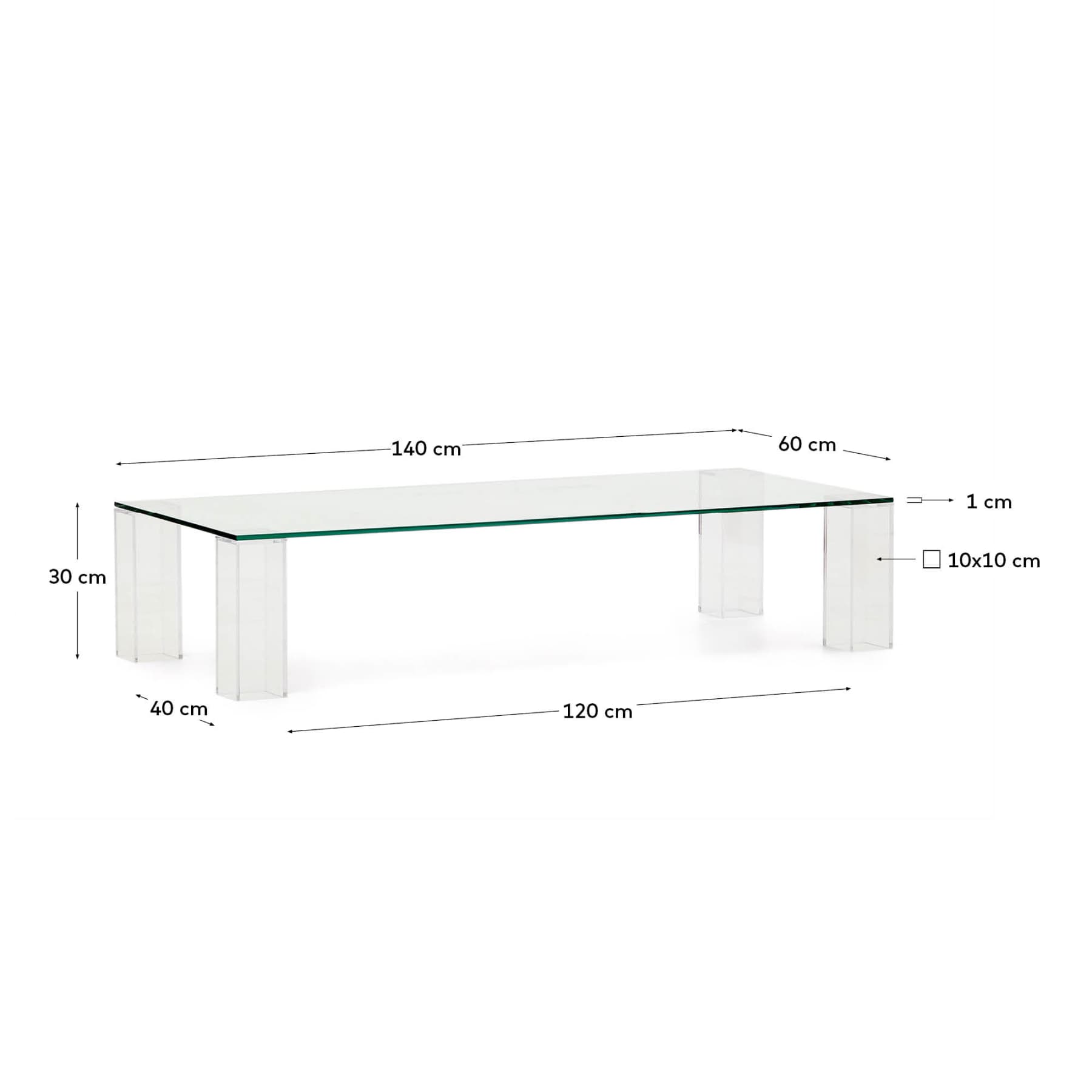 Table basse Adularia en verre trempé