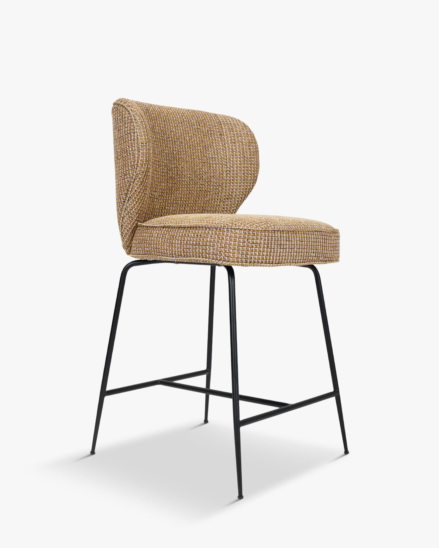 Tabouret de bar - Velours vert cèdre & métal noir - NV GALLERY - WAYNE