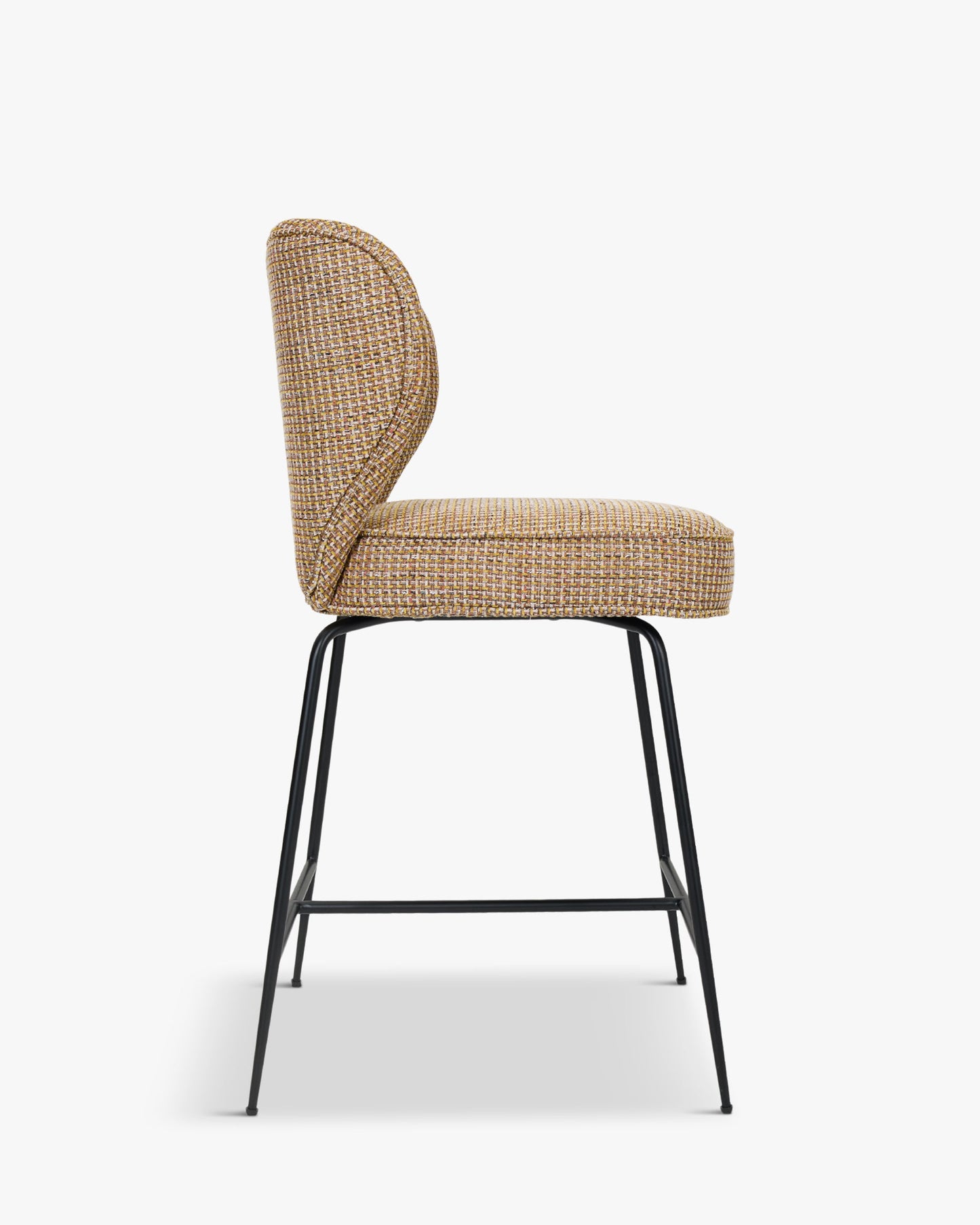Tabouret de bar - Velours vert cèdre & métal noir - NV GALLERY - WAYNE
