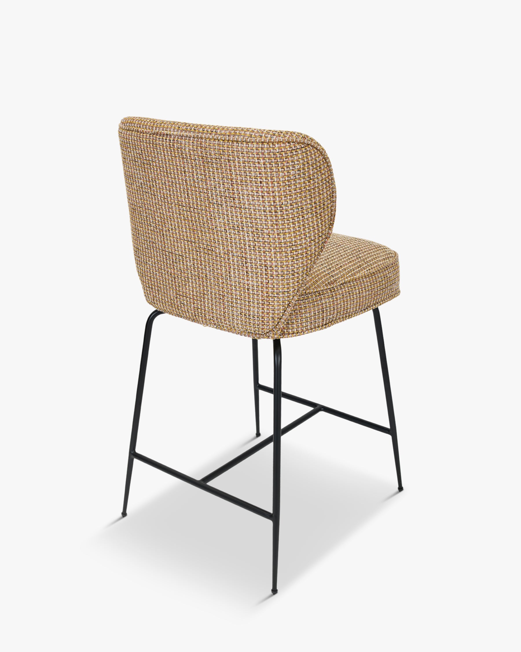Tabouret de bar - Velours vert cèdre & métal noir - NV GALLERY - WAYNE