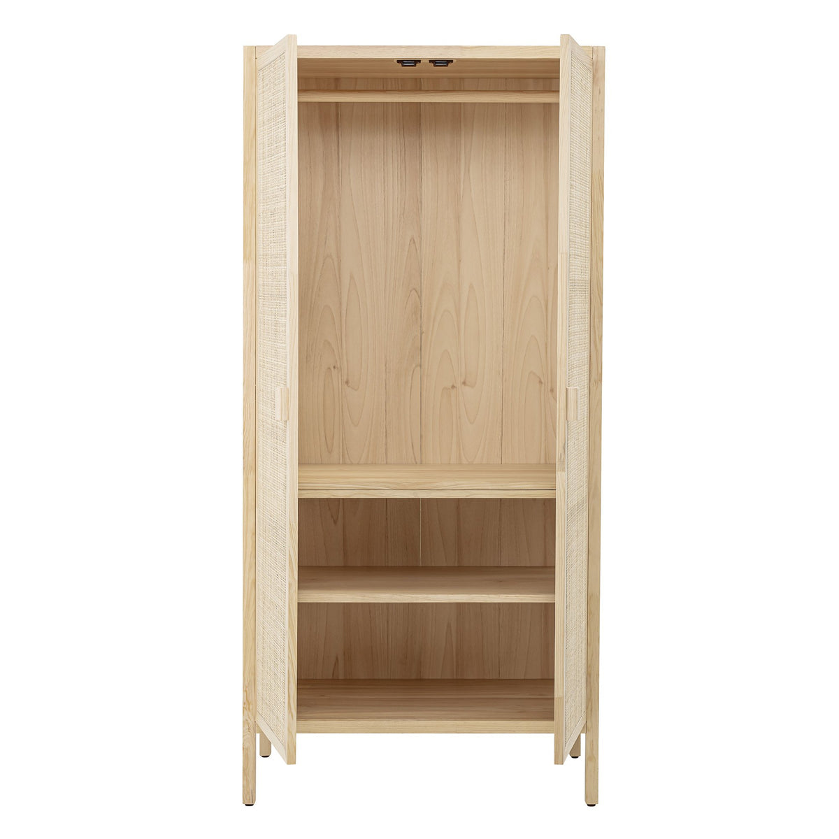 Armoire en pin et rotin naturel, Mariana
