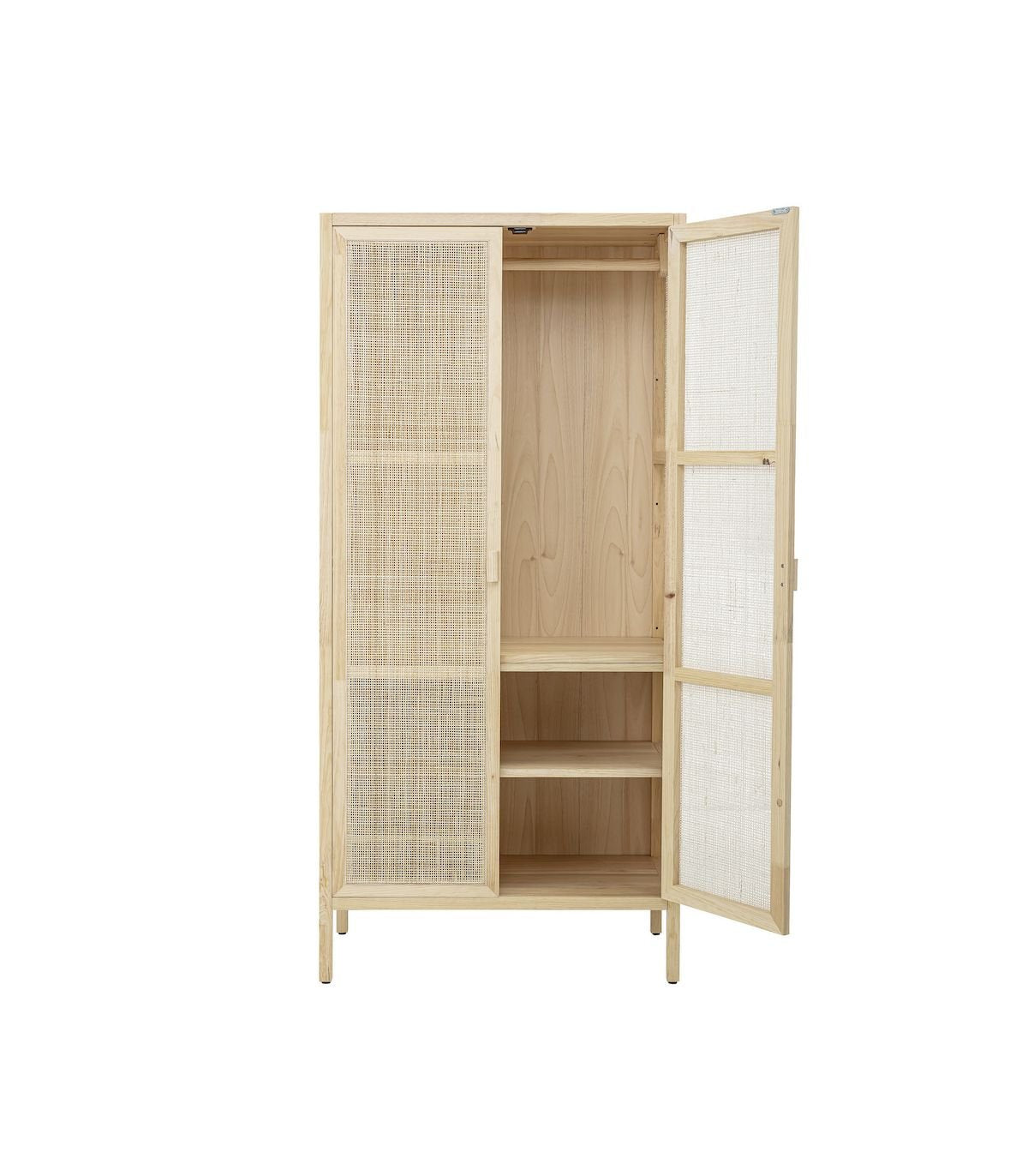 Armoire en pin et rotin naturel, Mariana