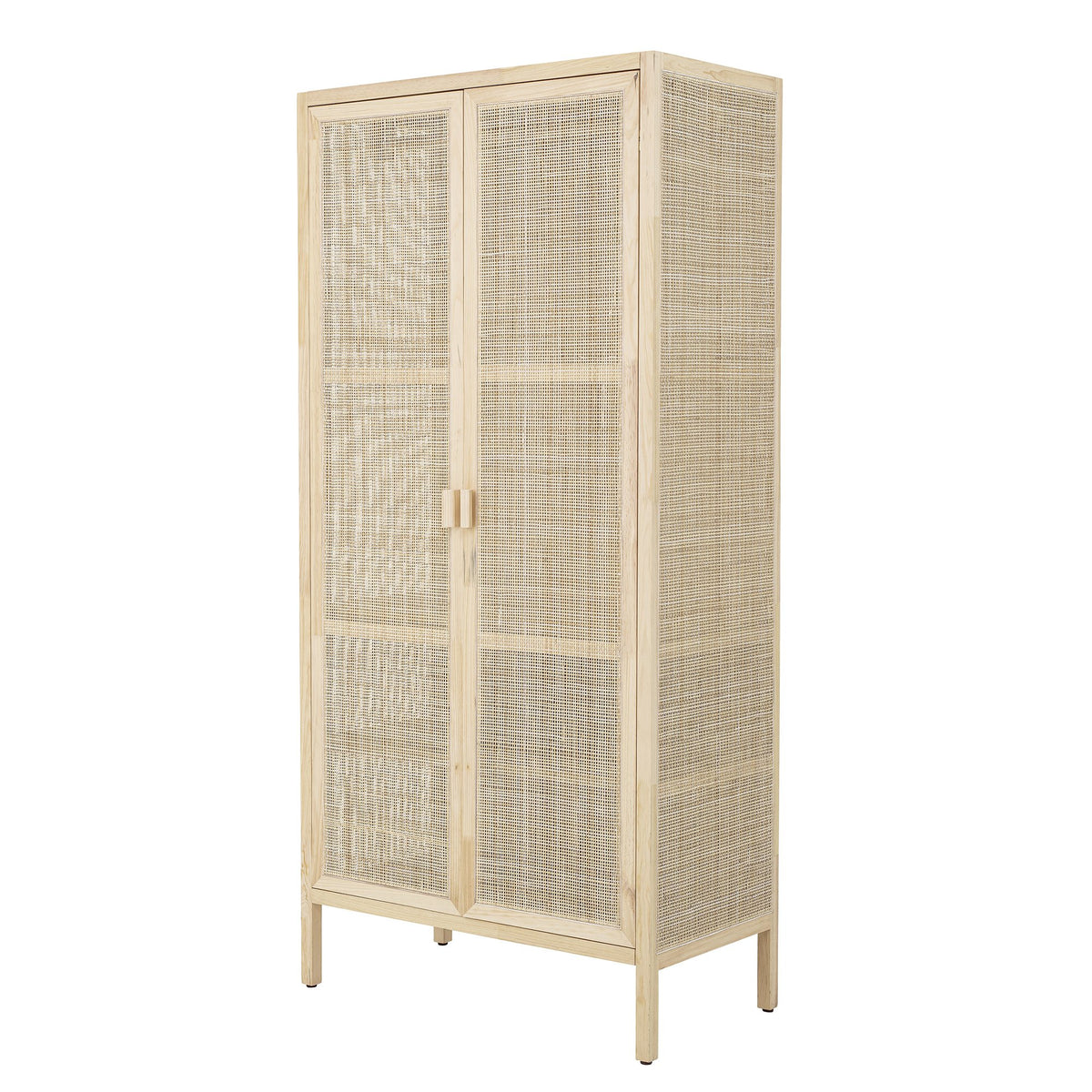 Armoire en pin et rotin naturel, Mariana