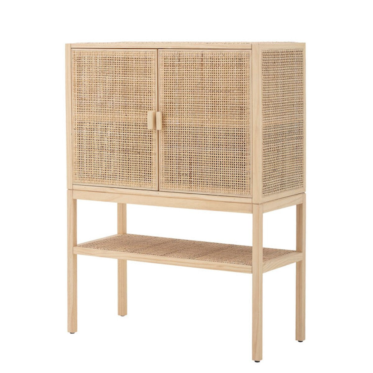 Armoire en pin et rotin naturel, Sanna