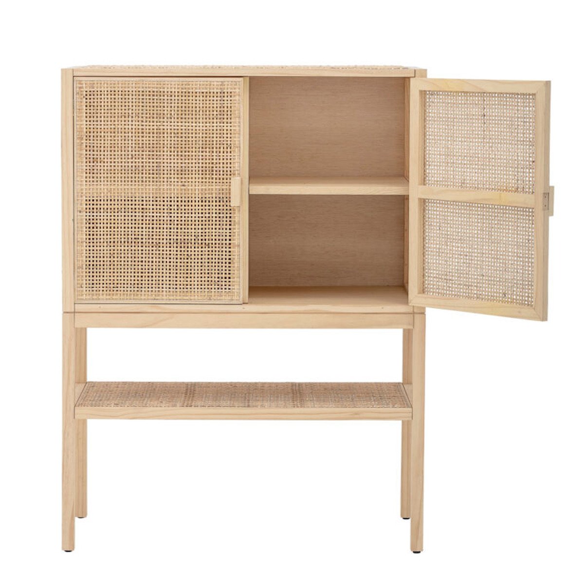 Armoire en pin et rotin naturel, Sanna
