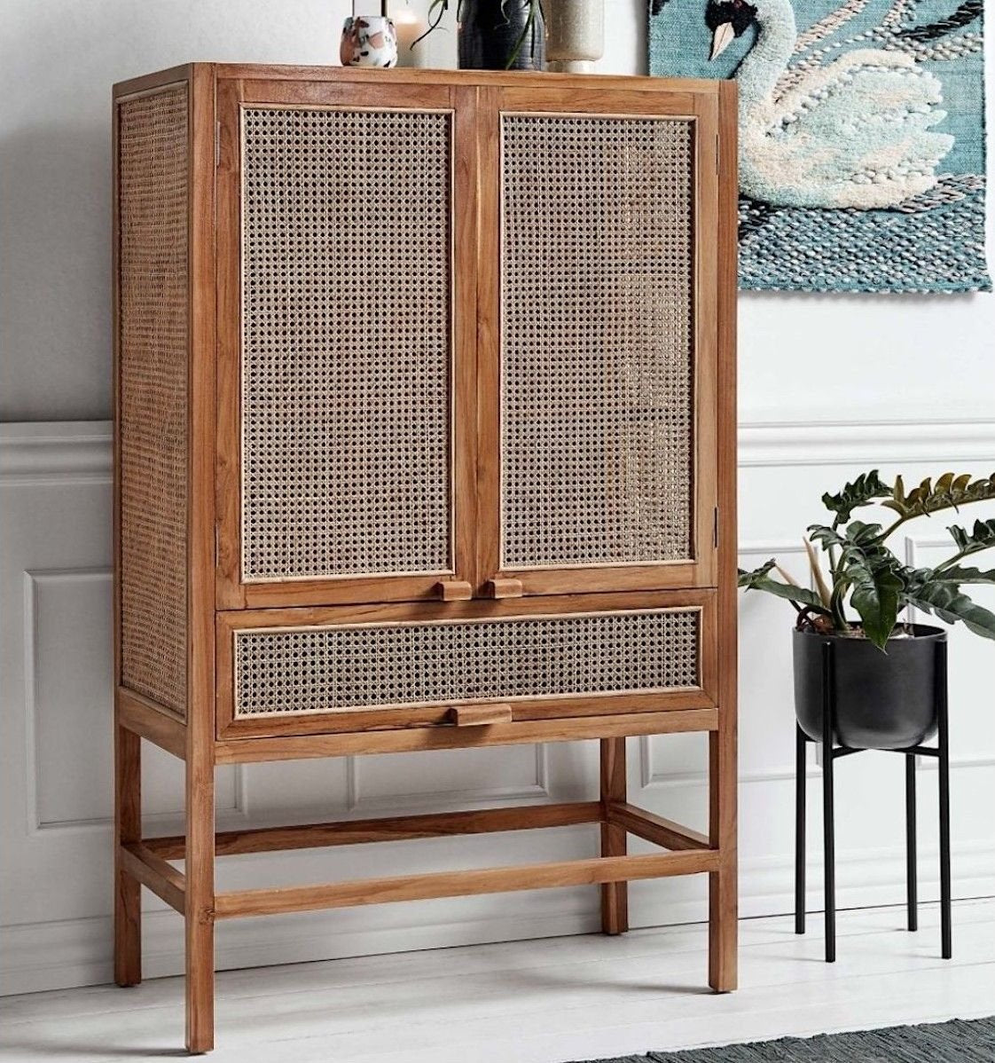 Armoire en teck et cannage naturel, Merge