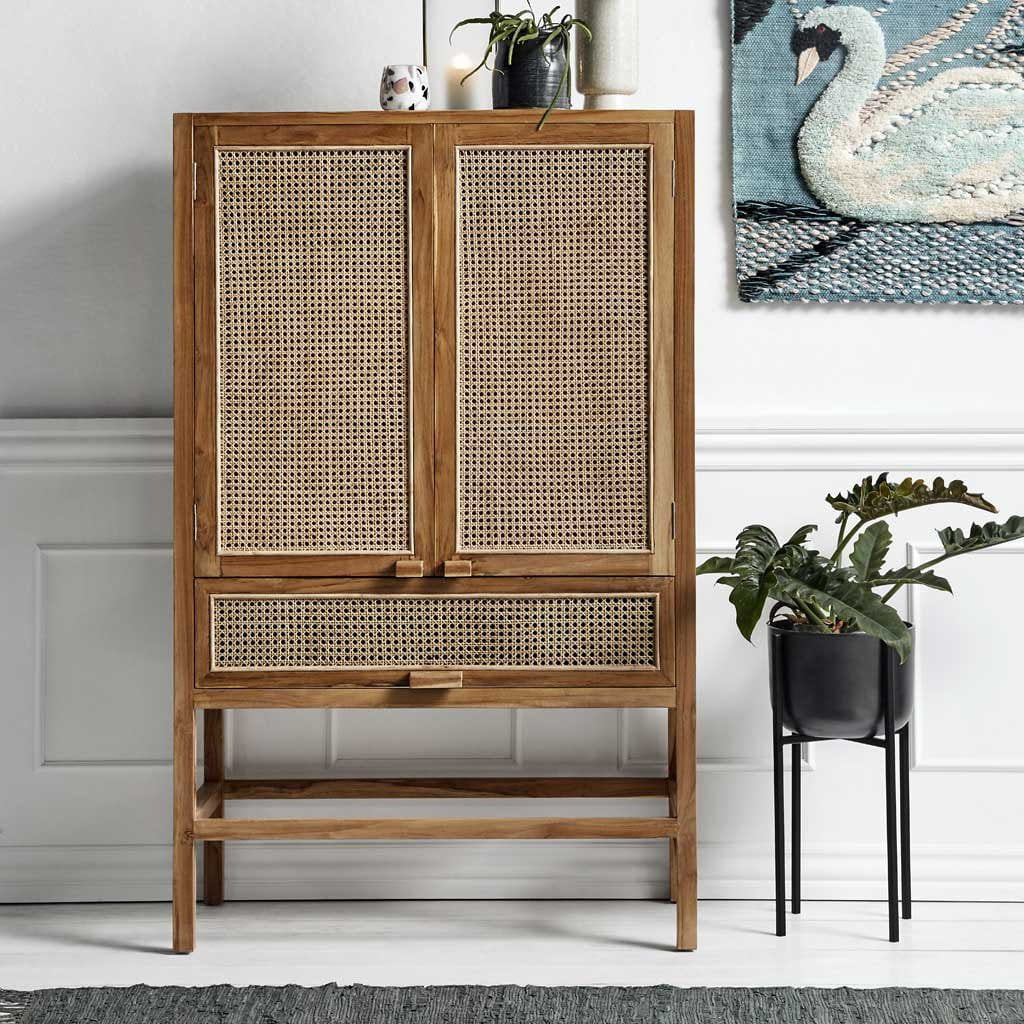 Armoire en teck et cannage naturel, Merge