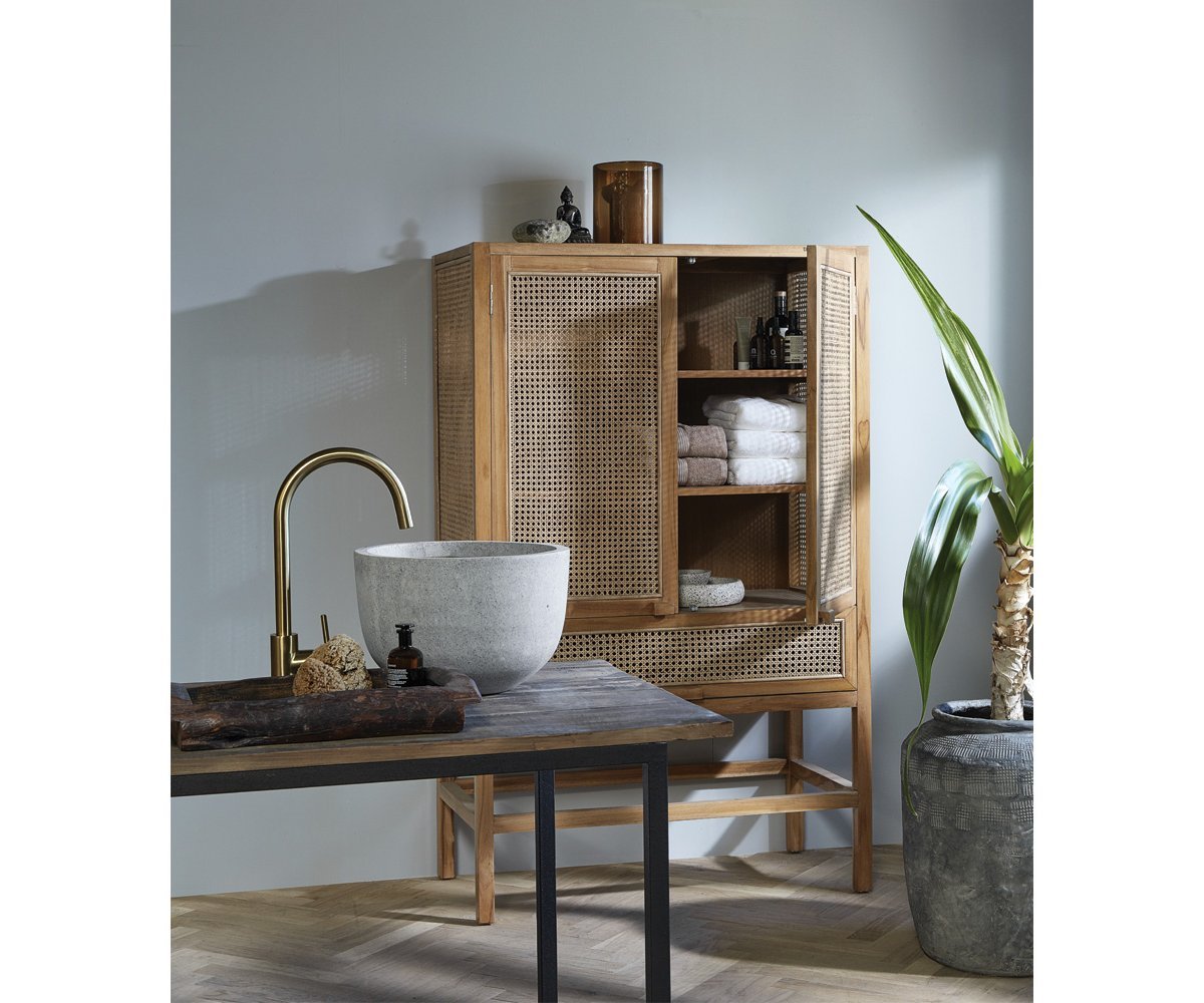 Armoire en teck et cannage naturel, Merge