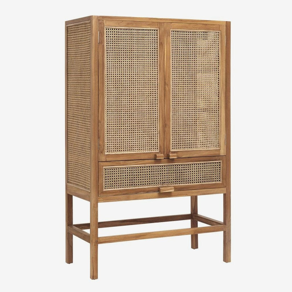 Armoire en teck et cannage naturel, Merge
