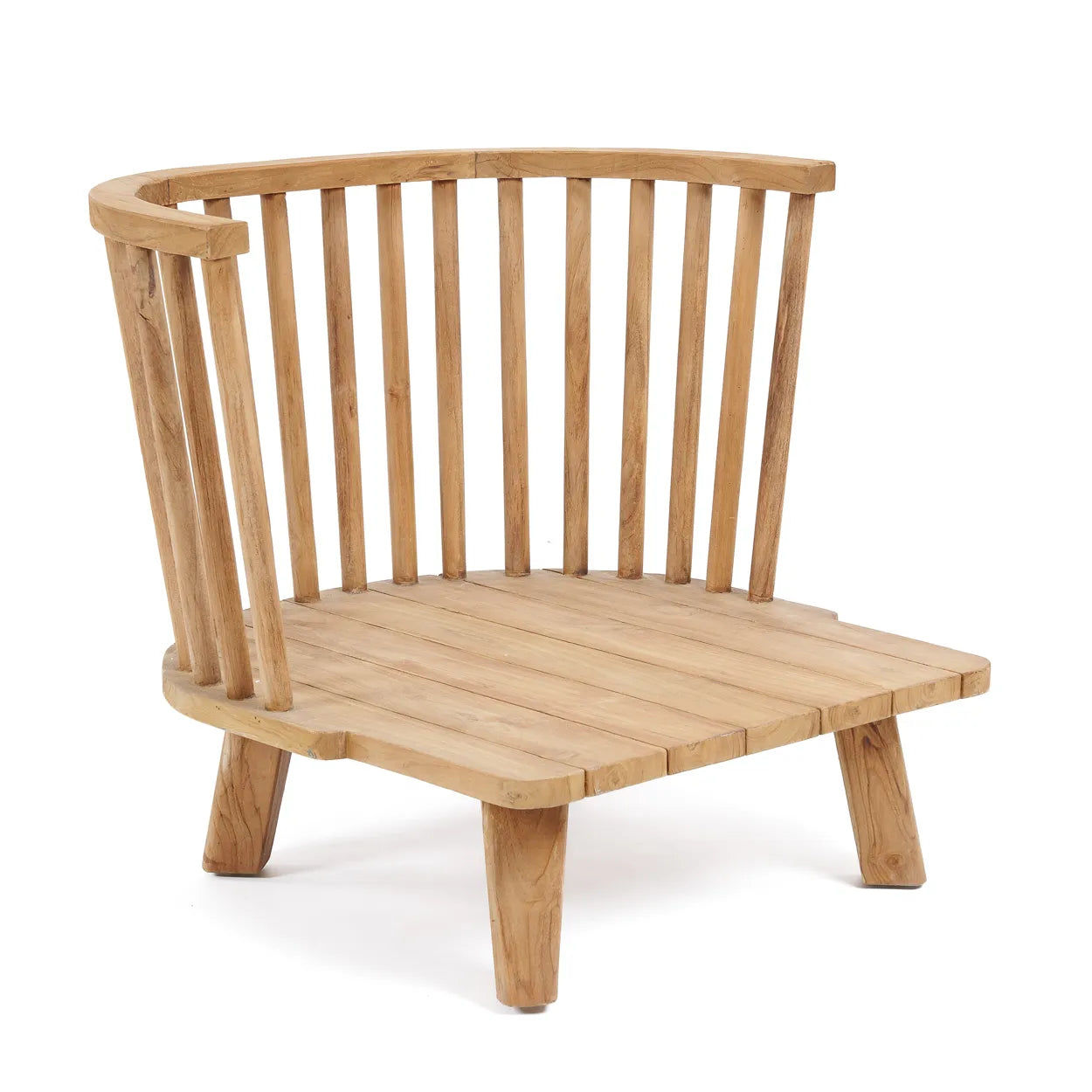 Fauteuil Malawi en bois de Teck, tissu beige naturel