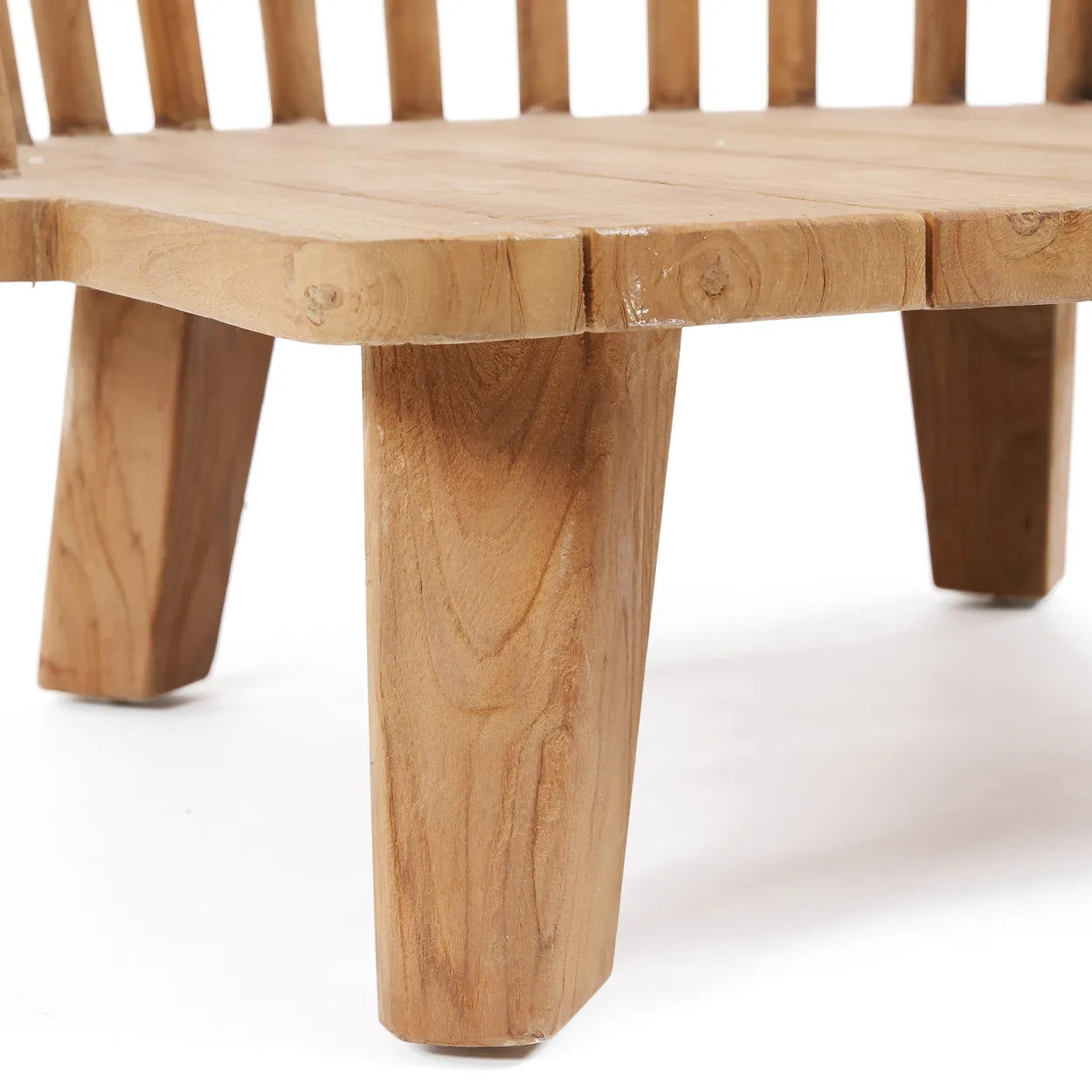 Fauteuil Malawi en bois de Teck, tissu beige naturel