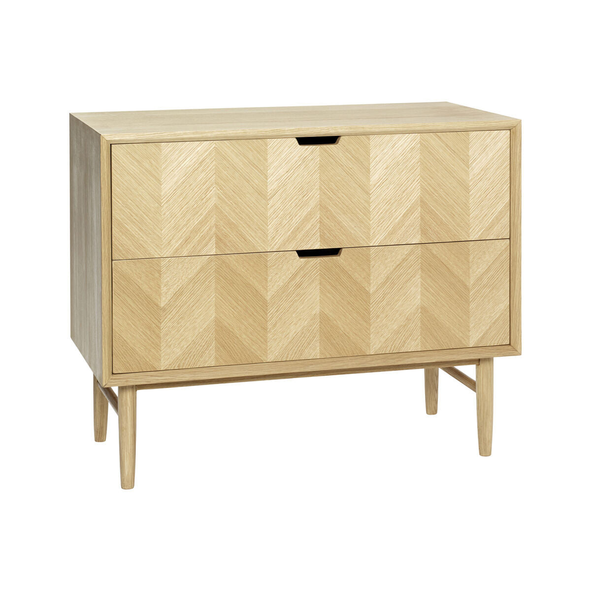 Commode en chêne naturel avec tiroirs, Herringbone