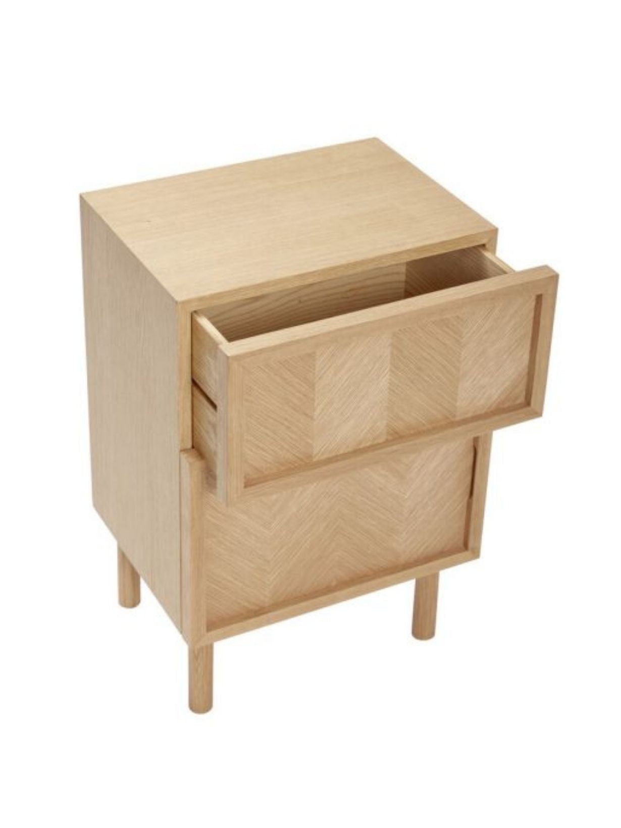 Table de nuit en chêne naturel FSC, Herringbone