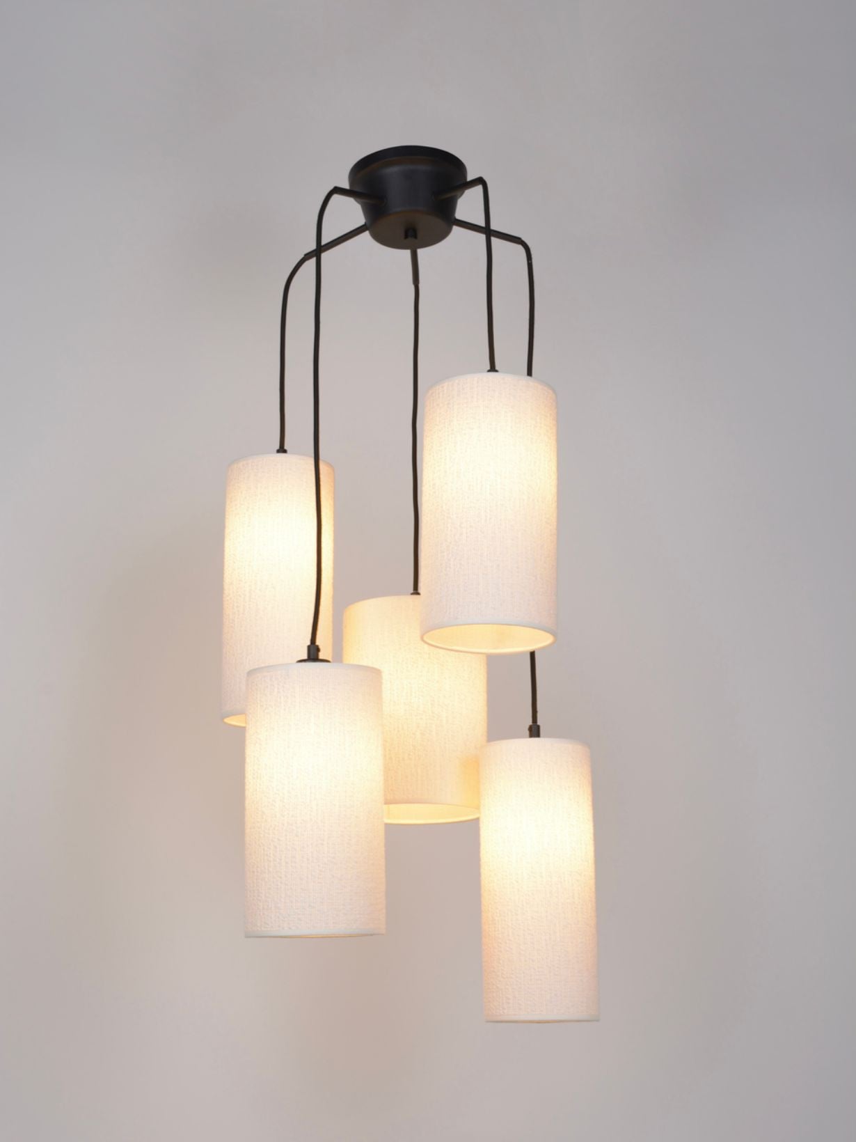 5-light cluster pendant lamp in boucle fabric, Cosiness 5L