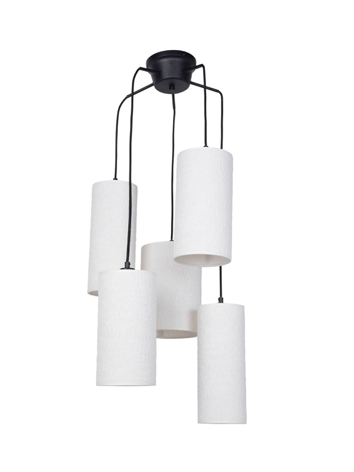 5-light cluster pendant lamp in boucle fabric, Cosiness 5L