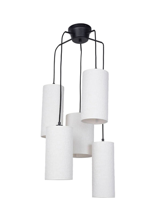 5-light cluster pendant lamp in boucle fabric, Cosiness 5L