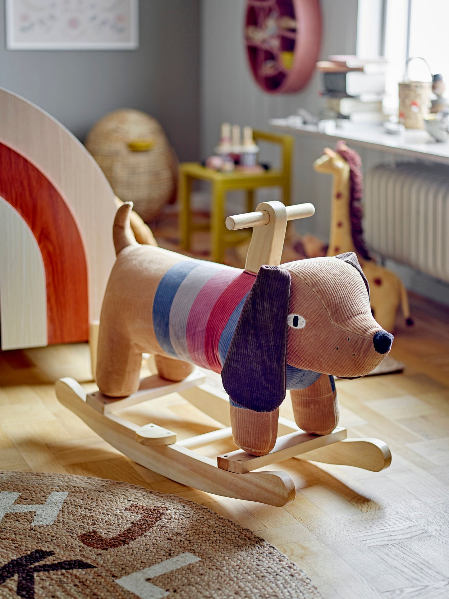 Bloomingville MINI Charlie Jouet à Bascule, Chien, Marron, Polyester