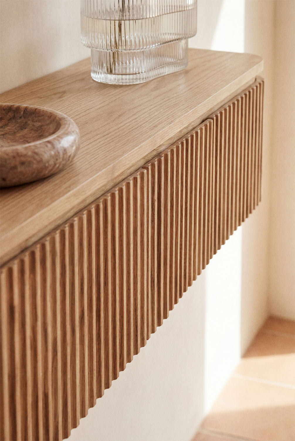 Console d'entrée murale 80x30 cm en bois d'acacia Biljandi