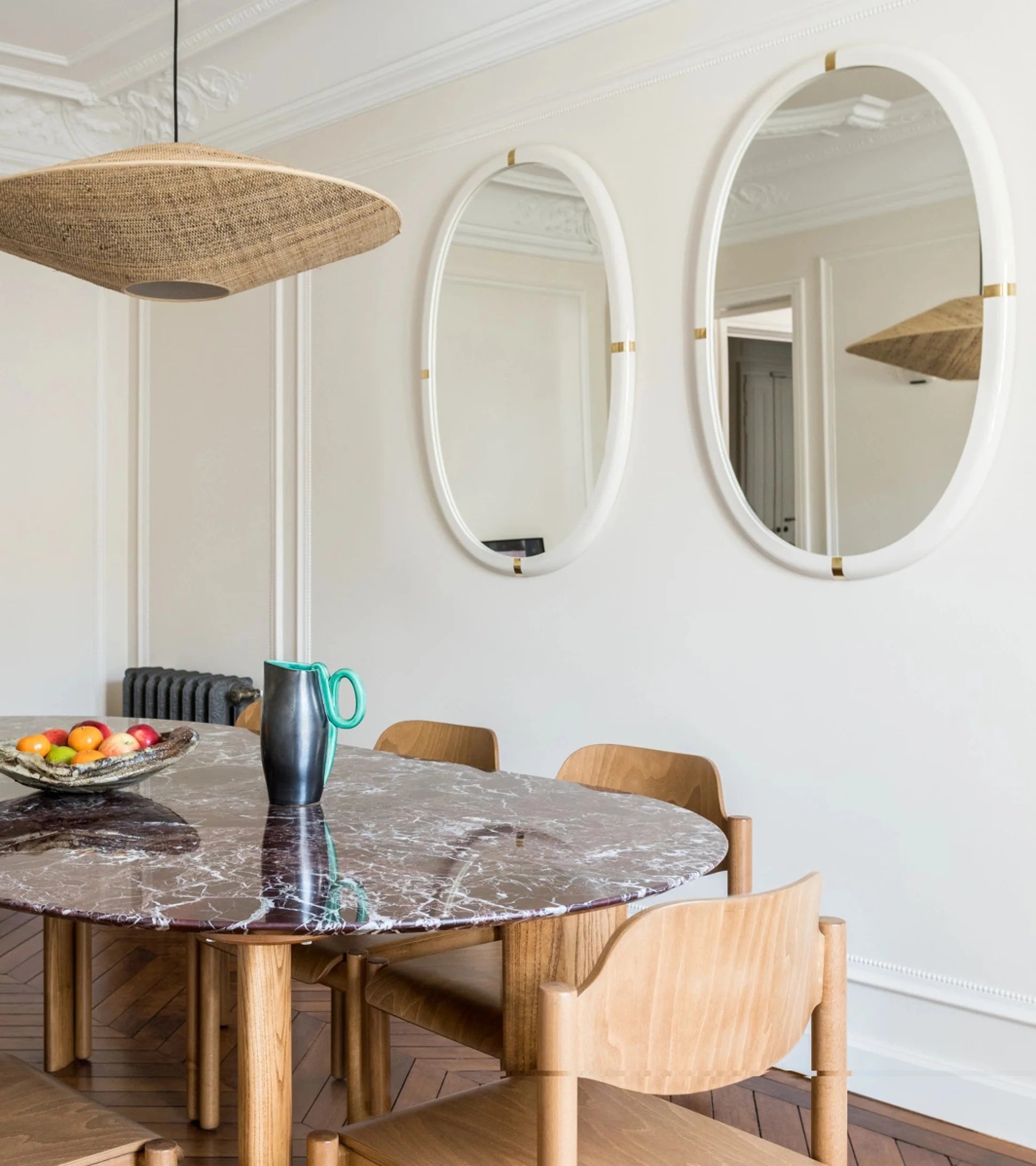Miroir Marcello laqué blanc crème