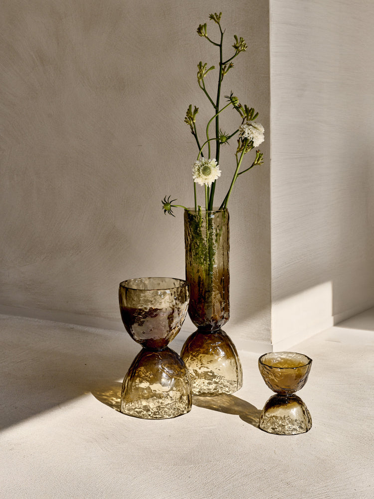 DIABOLO - vase / photophore - verre - DIA 12 x H 15 cm - fumé