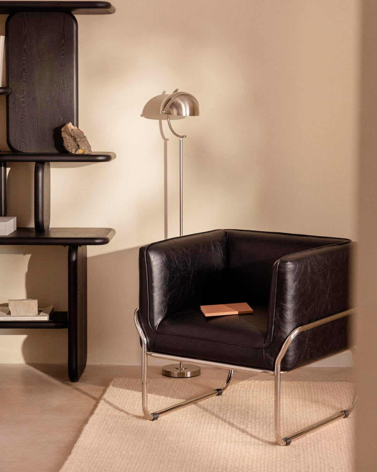 Fauteuil en similicuir et métal Marcellus