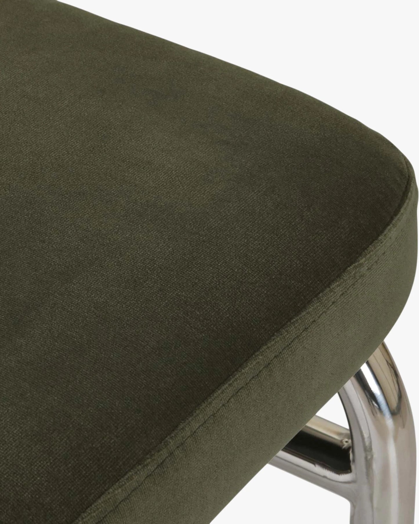 Chaise design, Velours Vert Bouteille, Cannage & Métal Chromé, Uberto